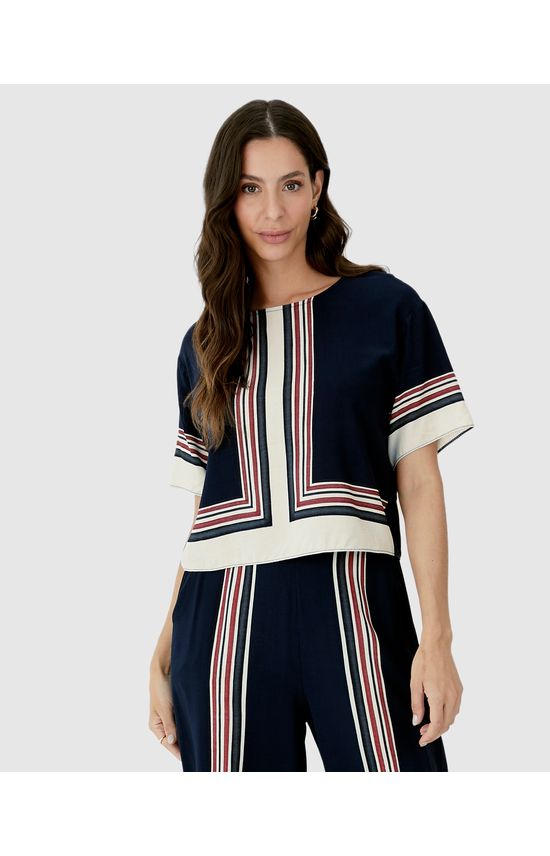 Blusa Box Feminina Com Estampa Em Viscose