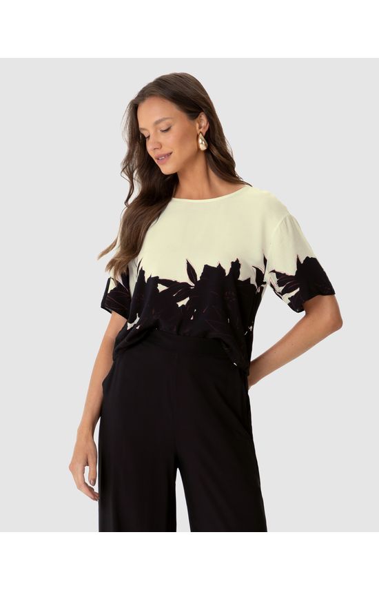 Blusa Box Feminina Com Estampa Em Viscose