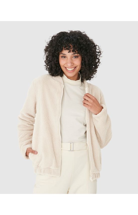 Jaqueta Feminina Bomber Bolso Funcional Em Pelúcia