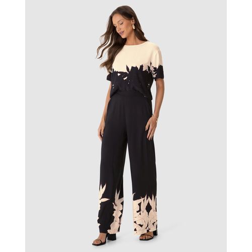 Calça Reta Feminina com Estampa em Viscose
