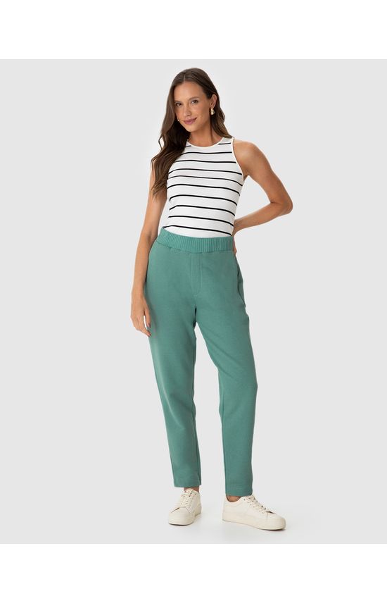 Calça Feminina Carrot Bolso Faca Em Moletom Linho