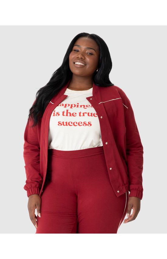 Jaqueta Feminina Plus Size Bomber Botões Frontais Em Moletom Stretch