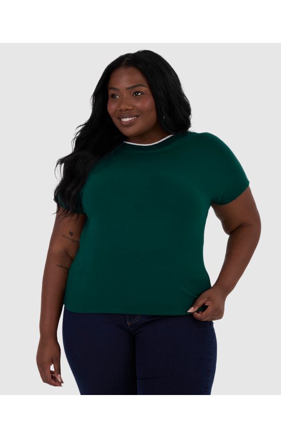 Blusa Feminina Plus Size Ampla Gola Retilínea Em Moletinho De Viscose