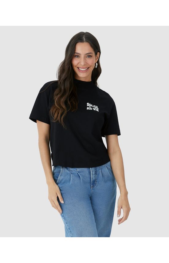Camiseta Feminina Gola Alta Soleil De Ma Vie Em Algodão