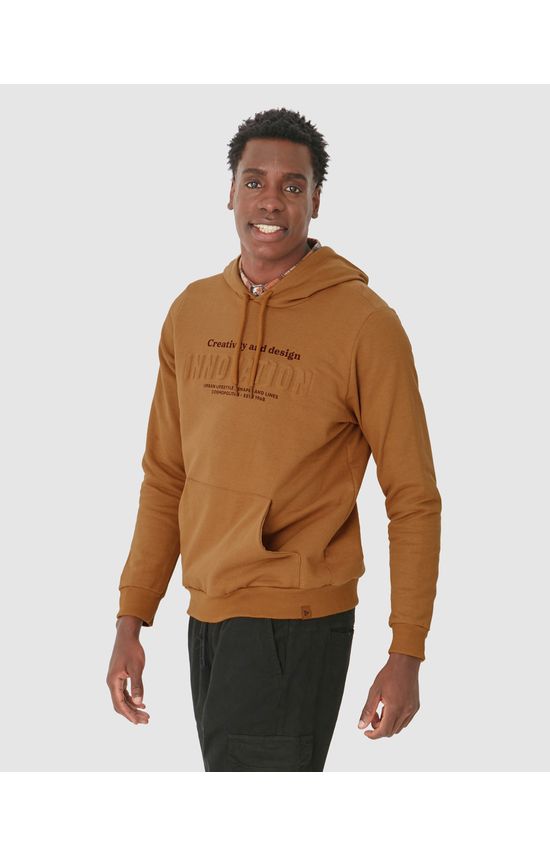 Blusão Masculino Com Capuz Bolso Funcional Em Moletom Linho