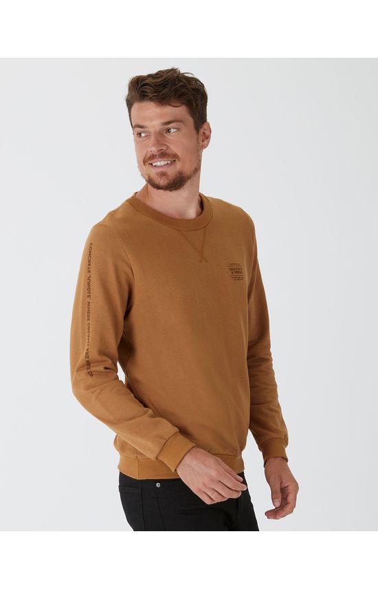 Blusão Masculino Estampa Lettering Peitoral Em Moletom Linho