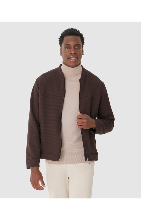 Jaqueta Masculina Bomber Bolso Funcional Em Jacquard Texturizado