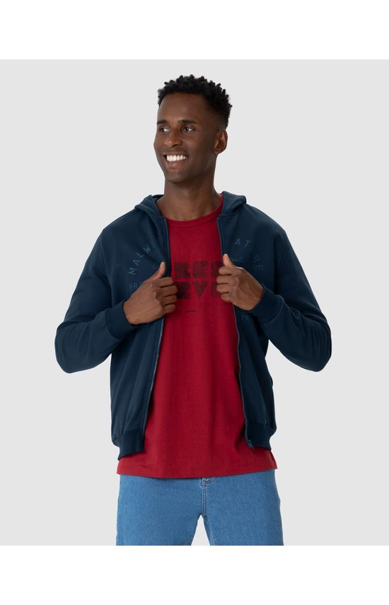 Jaqueta Masculina Regular Estampa Frontal Em Moletom Flanelado