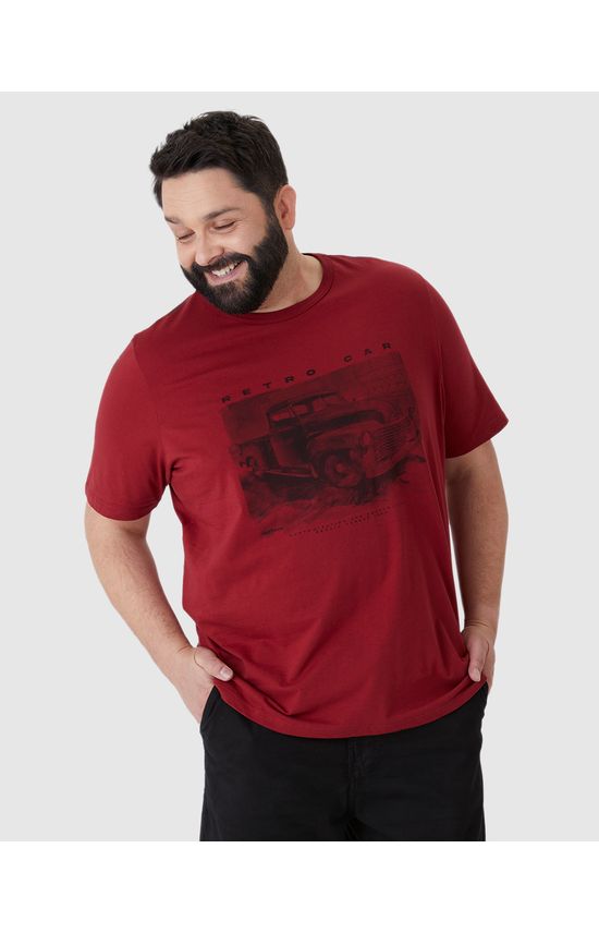 Camiseta Masculina Plus Size Retro Car Em Algodão