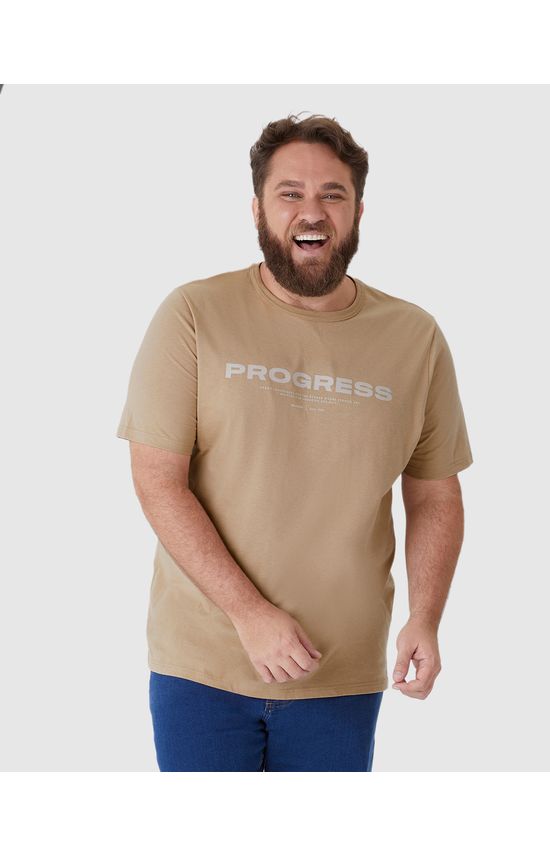Camiseta Masculina Plus Size Progress Em Algodão