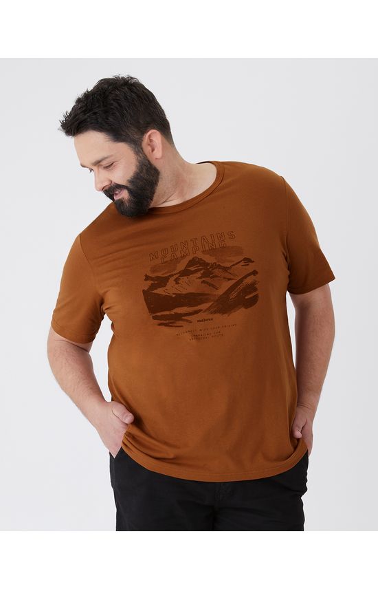 Camiseta Masculina Plus Size Mountains Camping Em Algodão