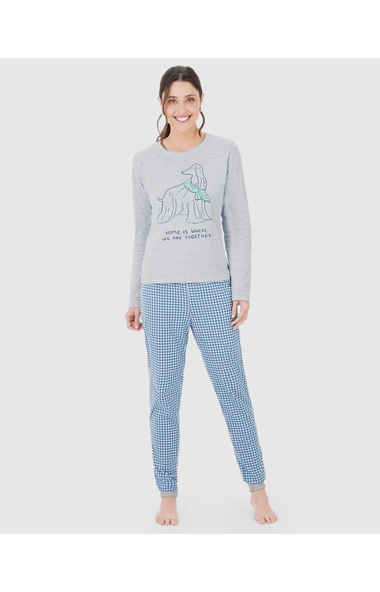 Pijama Longo Feminino Home Is Where We Are Together Em Algodão