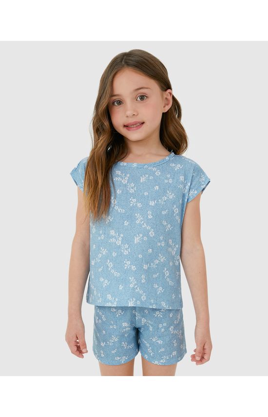 Pijama Infantil Menina Manga Curta Estampado Em Algodão Malwee Kids