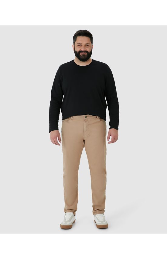 Calça Masculina Plus Size Skinny Em Sarja Com Elastano