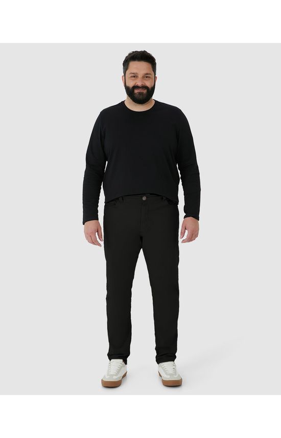 Calça Masculina Plus Size Skinny Em Sarja Com Elastano