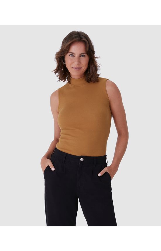 Regata Básica Feminina Gola Alta Em Ribana