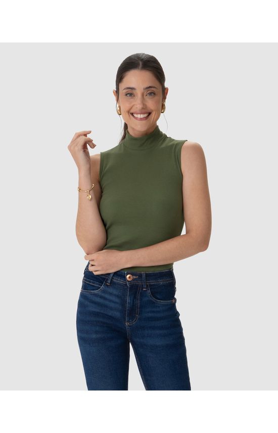 Regata Básica Feminina Gola Alta Em Ribana
