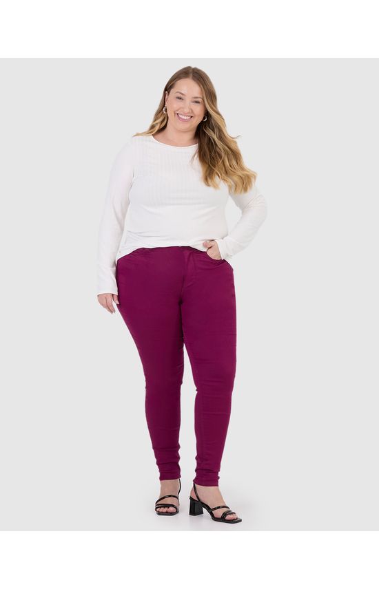 Calça Feminina Plus Size Skinny Em Flex Jeans