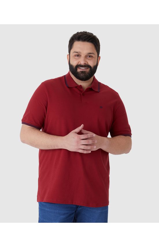 Camisa Polo Masculina Plus Size Peitilho Frontal Em Piquet Stretch