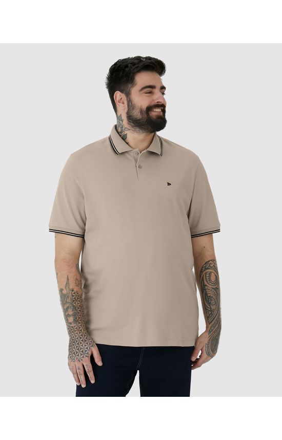 Camisa Polo Masculina Plus Size Peitilho Frontal Em Piquet Stretch