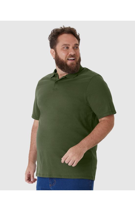 Camisa Polo Básica Masculina Plus Size Em Algodão