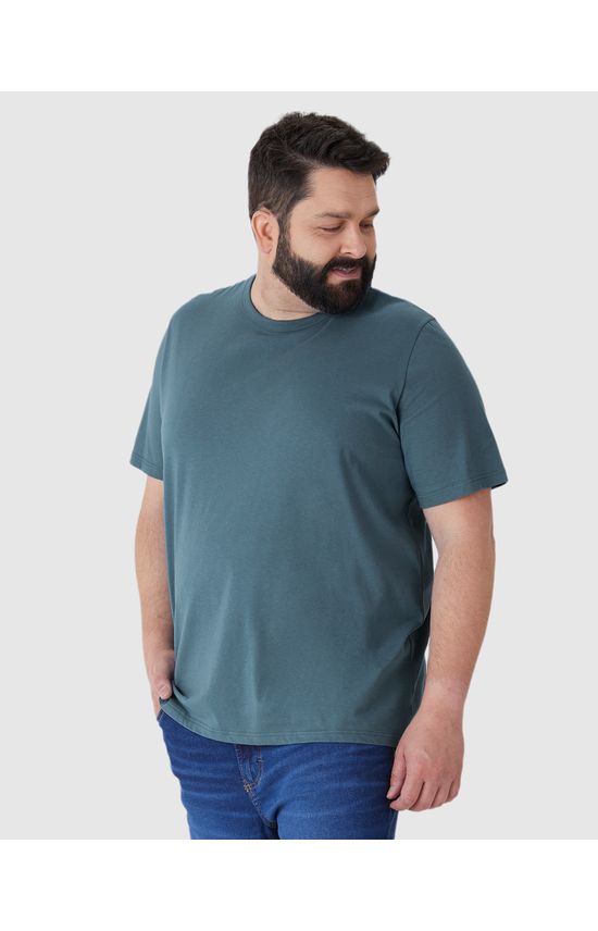 Camiseta Básica Masculina Plus Size Decote Redondo Em Algodão