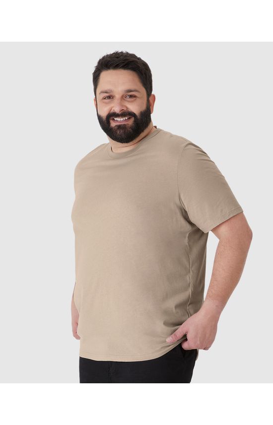 Camiseta Básica Masculina Plus Size Decote Redondo Em Algodão