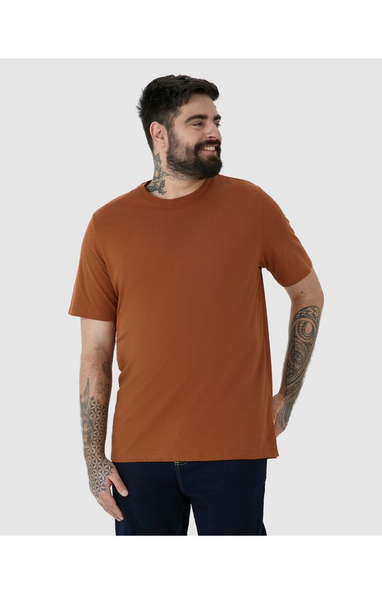 Camiseta Básica Masculina Plus Size Decote Redondo Em Algodão