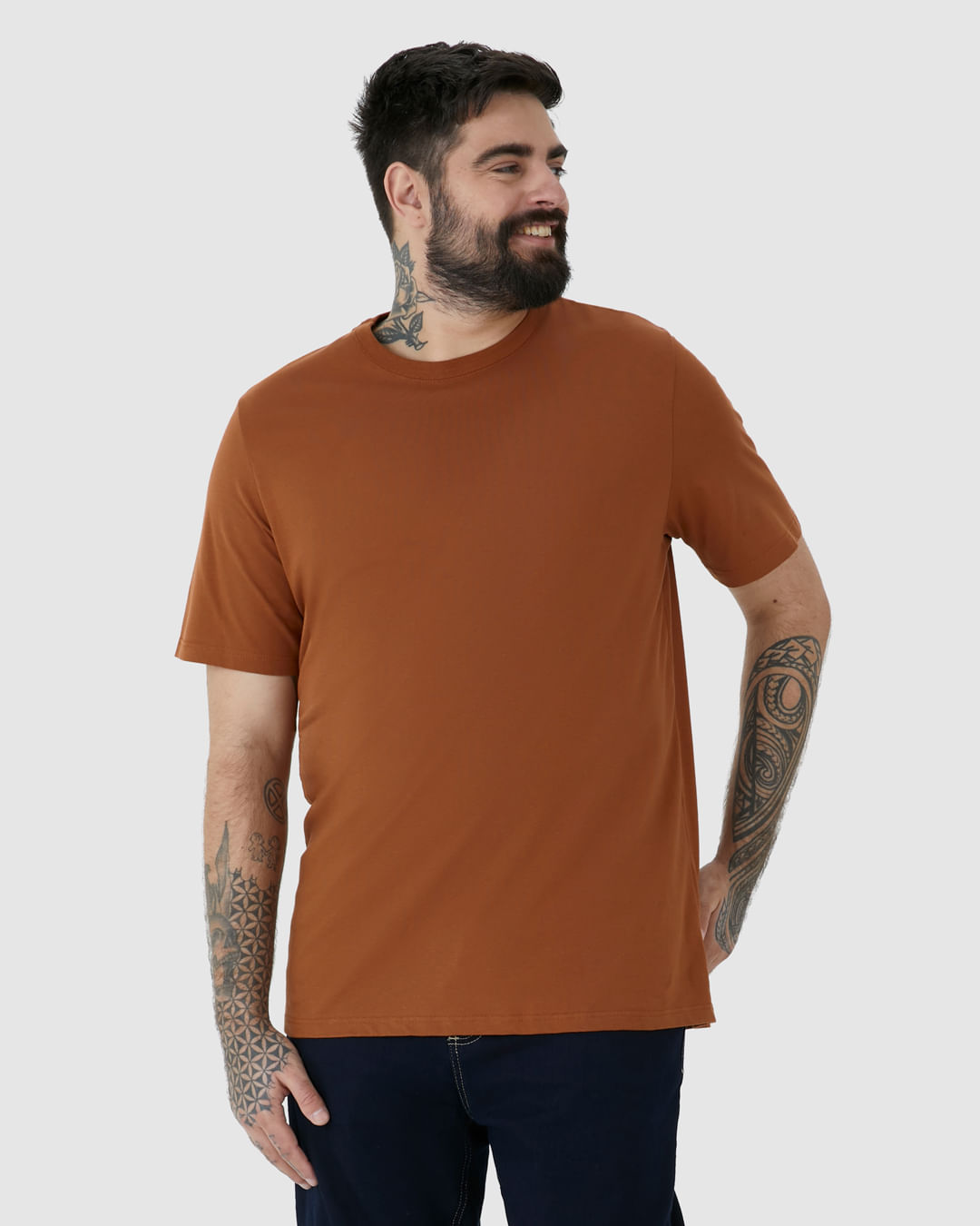 Camiseta Básica Masculina Plus Size Decote Redondo Em Algodão - Imagem 16