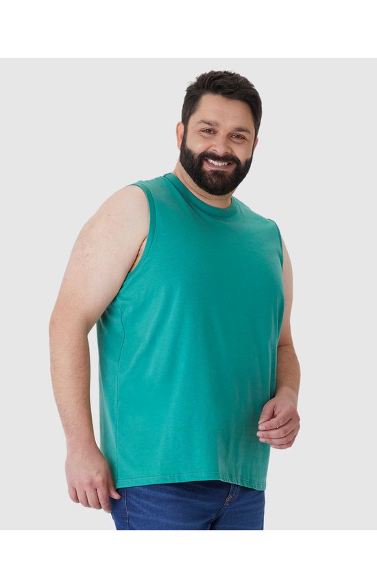 Regata Básica Masculina Plus Size Cava Ajustada Em Algodão