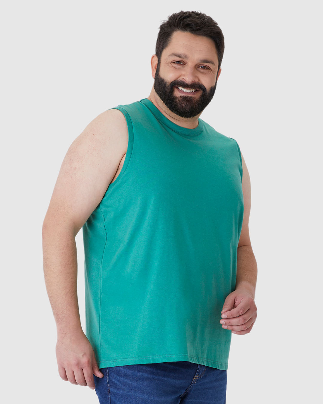 Regata Básica Masculina Plus Size Cava Ajustada Em Algodão - Imagem 11