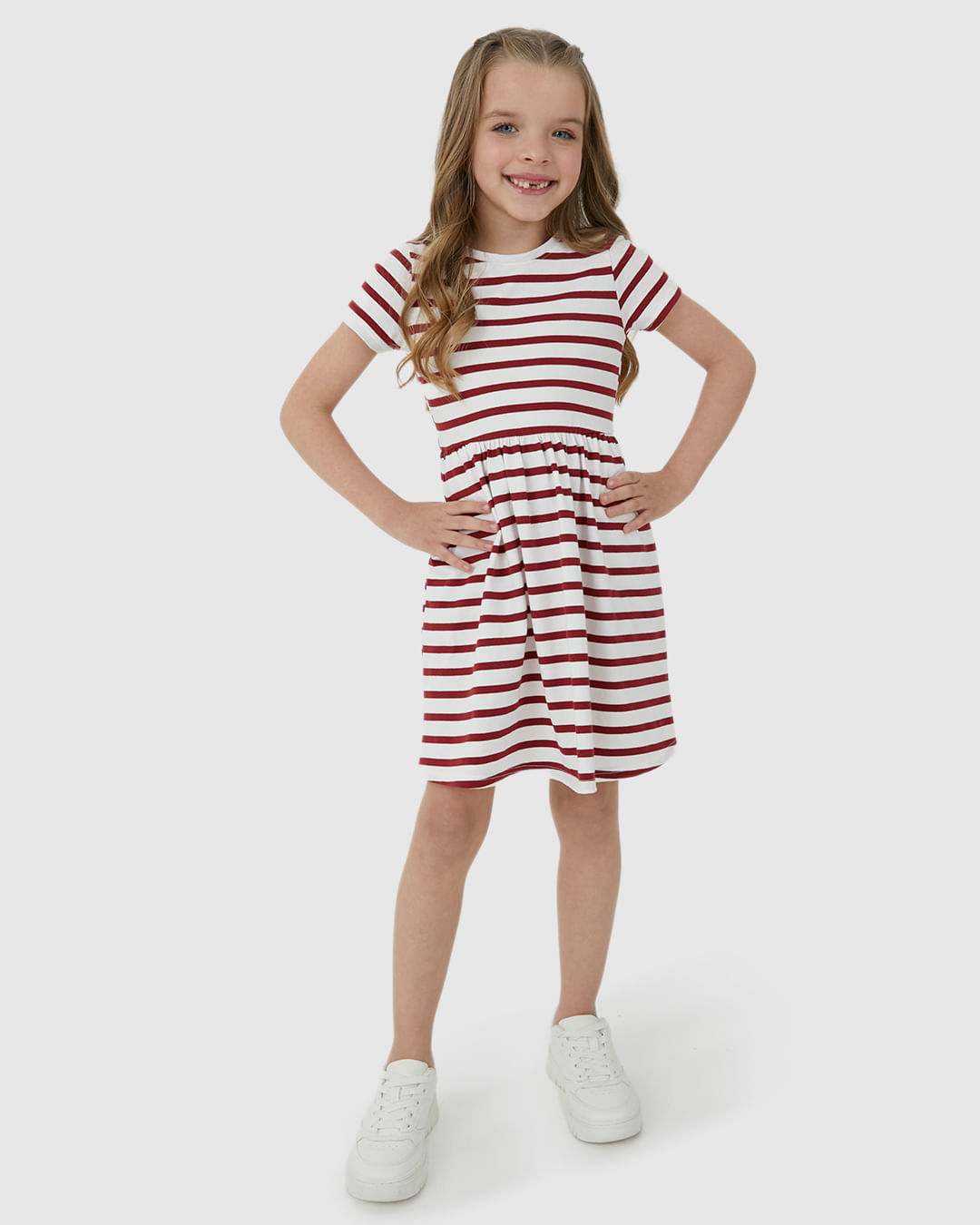 Vestido Infantil Evasê Listrado Em Malha Algodão Malwee Kids - Imagem 42