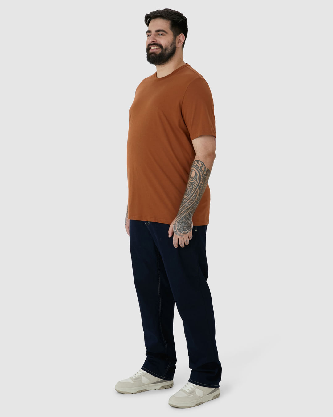 Camiseta Básica Masculina Plus Size Decote Redondo Em Algodão - Imagem 17