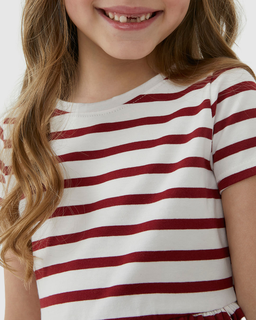 Vestido Infantil Evasê Listrado Em Malha Algodão Malwee Kids - Imagem 8