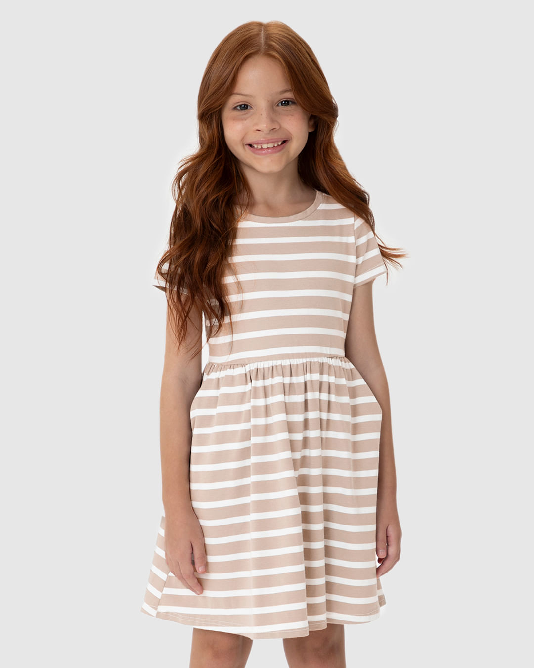 Vestido Infantil Evasê Listrado Em Malha Algodão Malwee Kids - Imagem 46