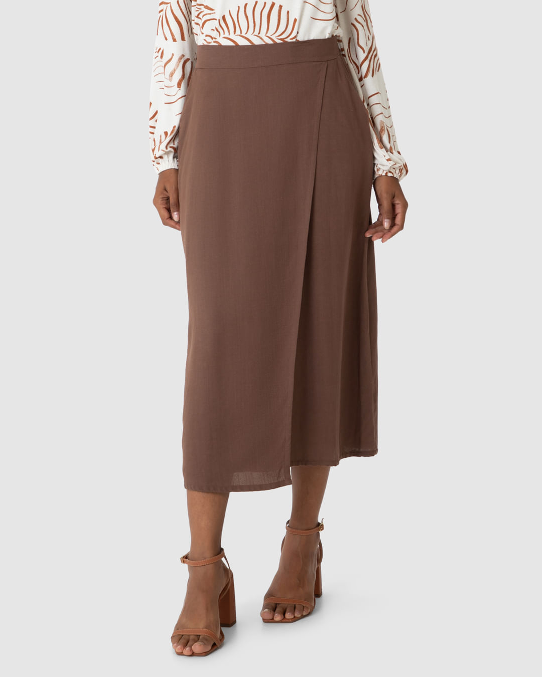 Saia Midi Feminina Assimétrica Em Viscolinho Texturizado - Imagem 19