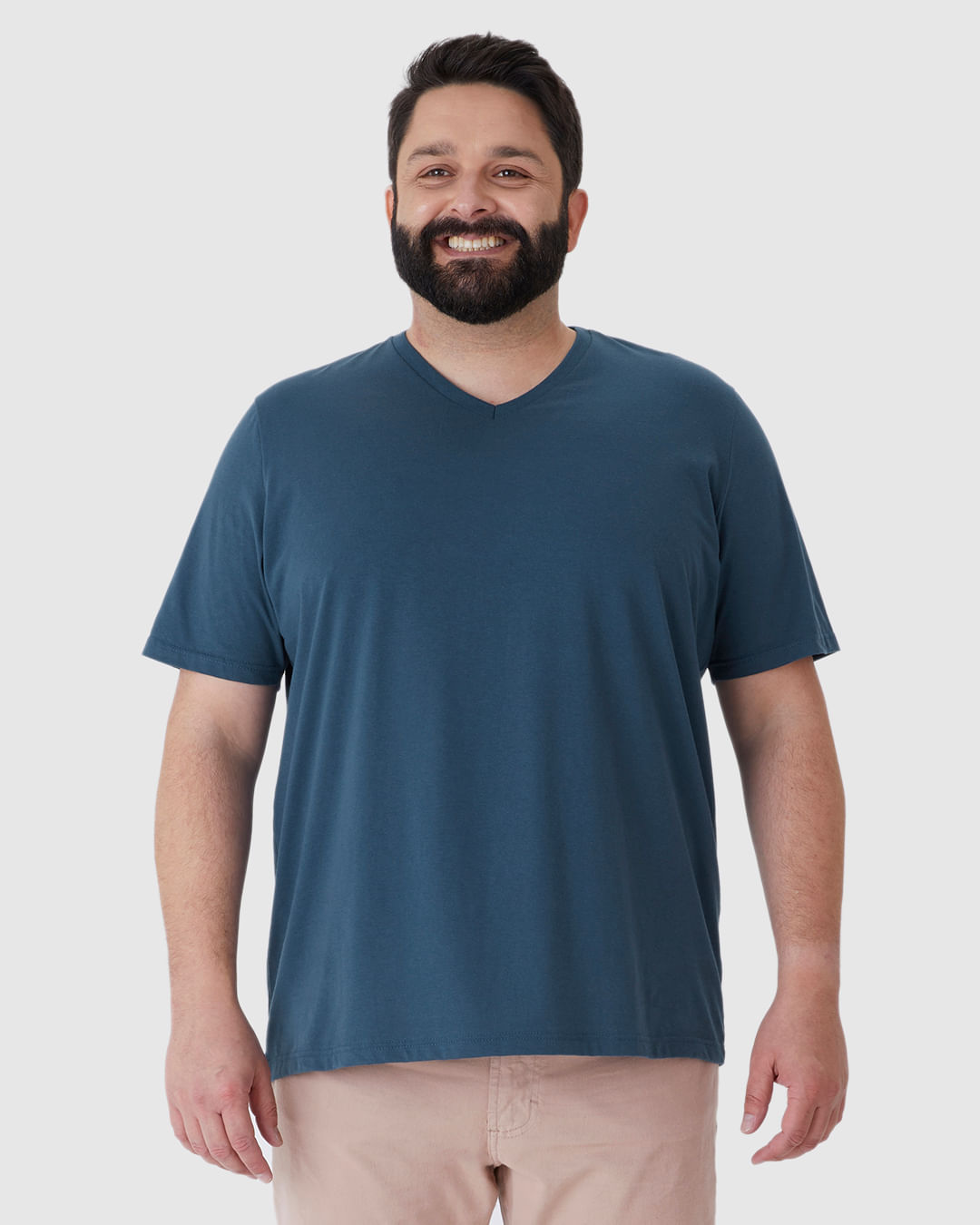 Camiseta Básica Masculina Plus Size Decote V Em Algodão - Imagem 9