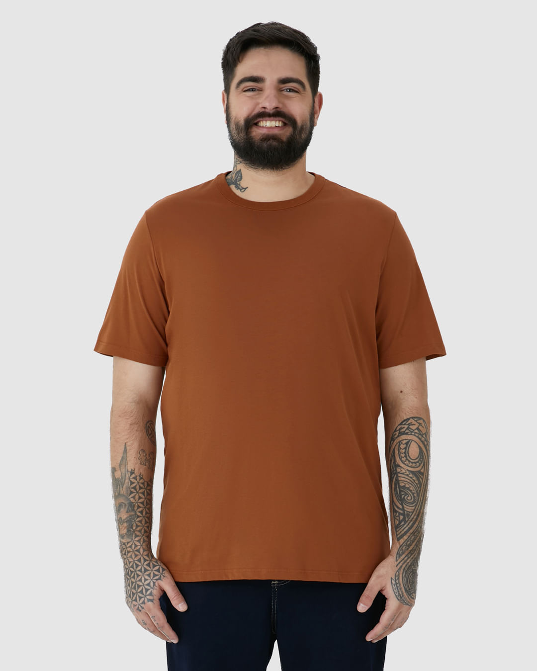 Camiseta Básica Masculina Plus Size Decote Redondo Em Algodão - Imagem 19