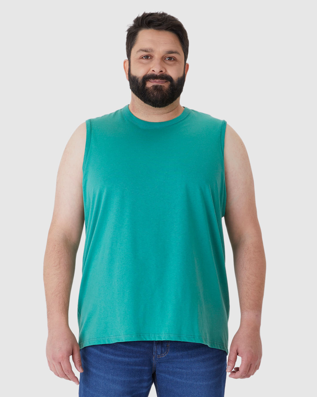 Regata Básica Masculina Plus Size Cava Ajustada Em Algodão - Imagem 4