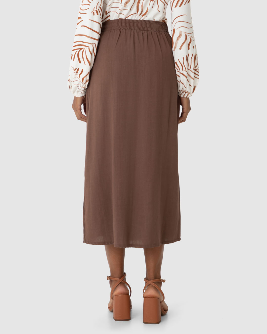 Saia Midi Feminina Assimétrica Em Viscolinho Texturizado - Imagem 5