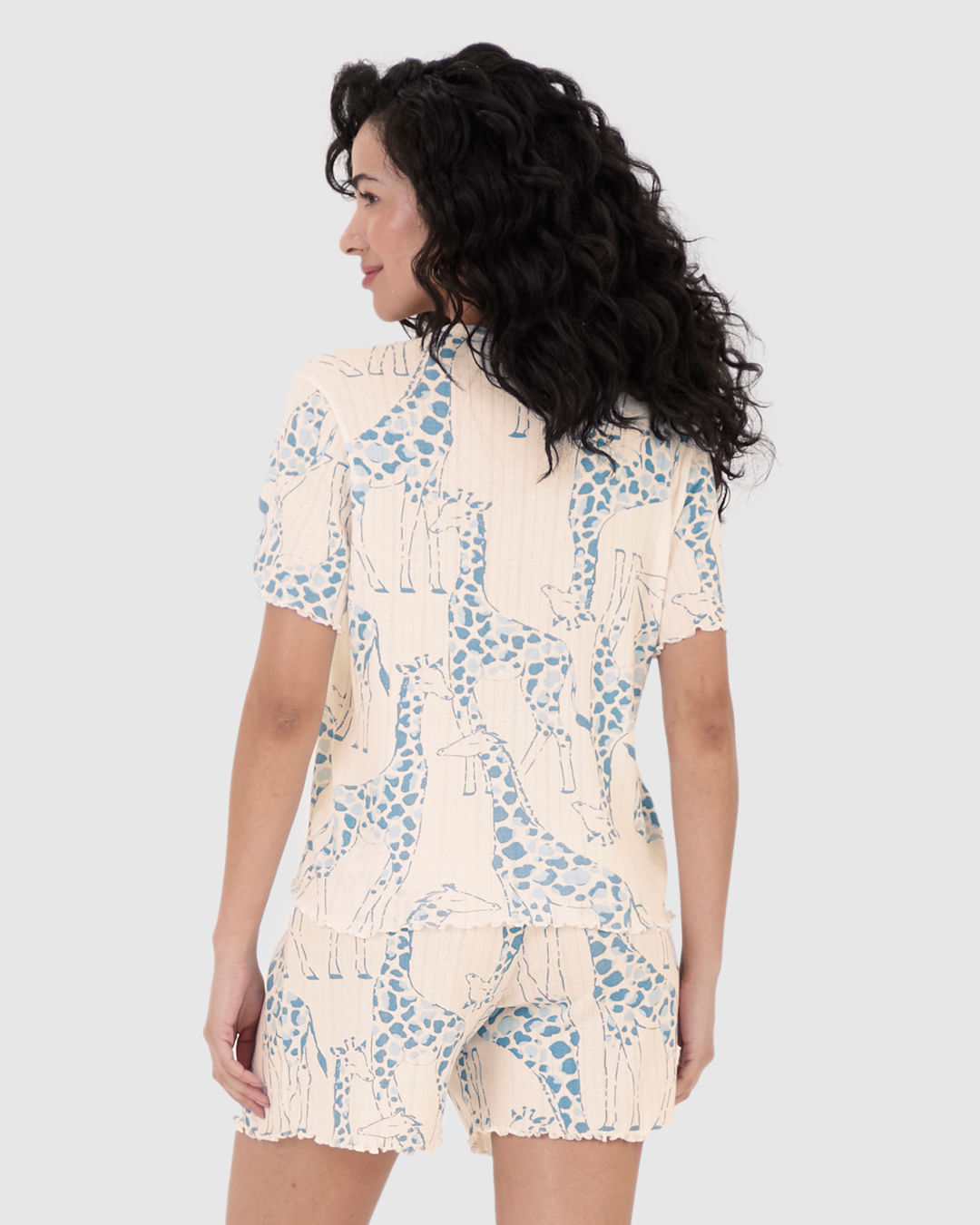 Pijama Curto Feminino Estampado Em Malha Jacquard - Imagem 20
