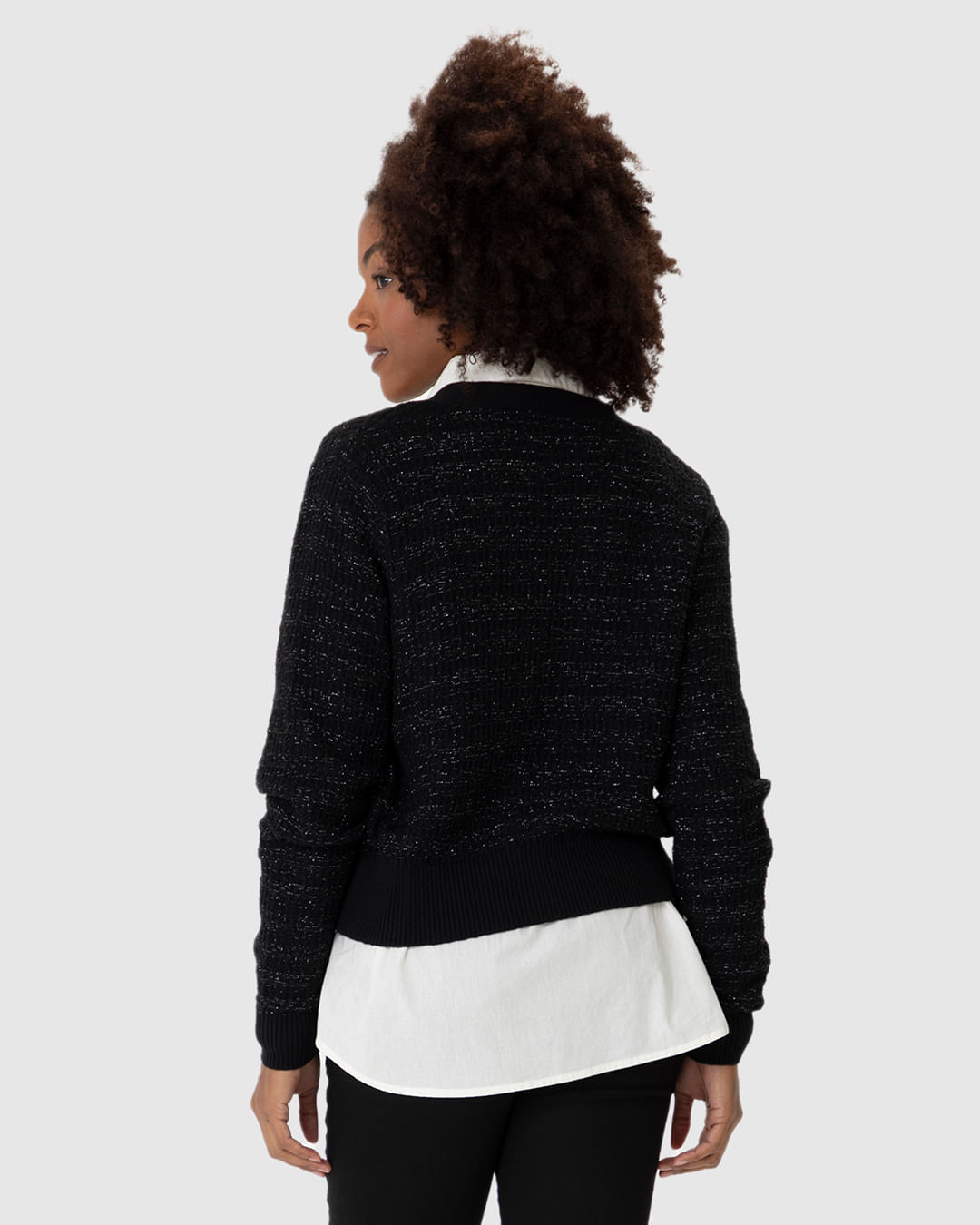 Cardigan Cropped Feminino Botões Frontais Em Tricô - Imagem 20