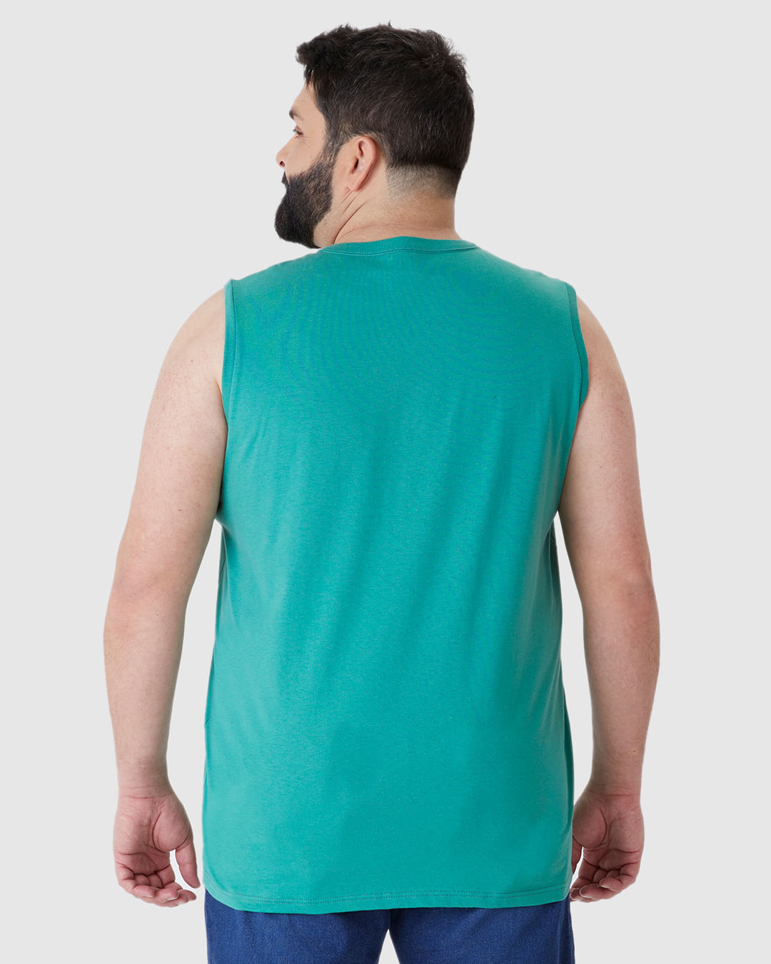 Regata Básica Masculina Plus Size Cava Ajustada Em Algodão - Imagem 5