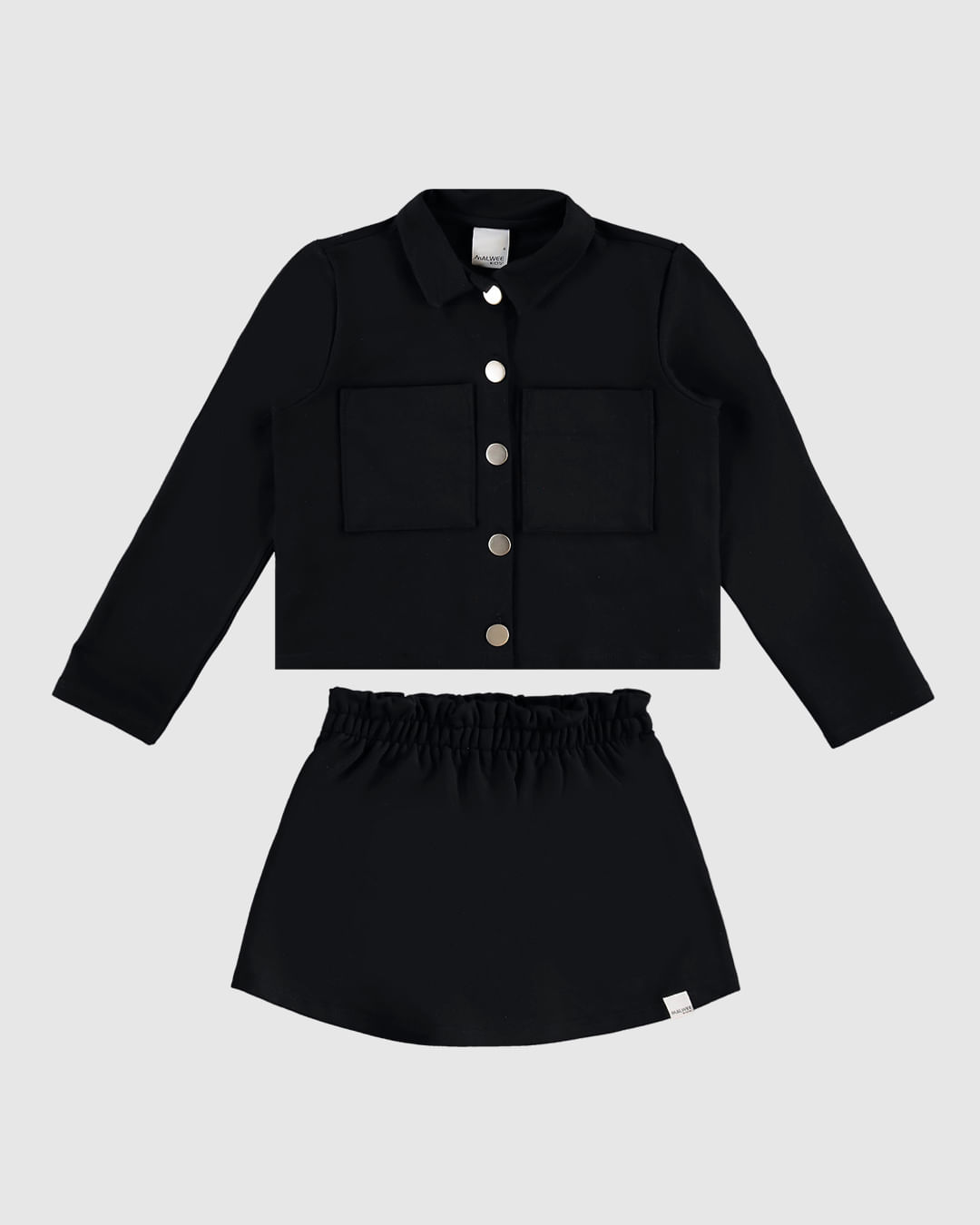 Conjunto Infantil Menina Camisa e Shorts Saia em Moletom Stretch Malwee Kids