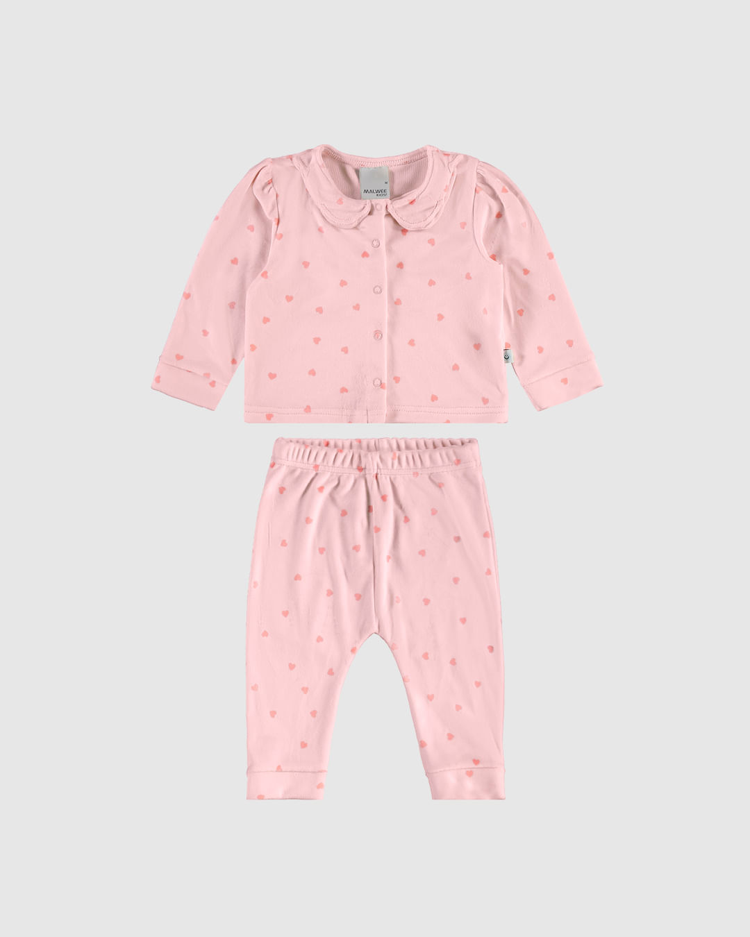 Conjunto Infantil Menina Corações Jaqueta E Calça Em Malha Plush Malwee Kids - Imagem 3