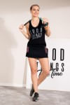 Short saia fitness com blusa estampada